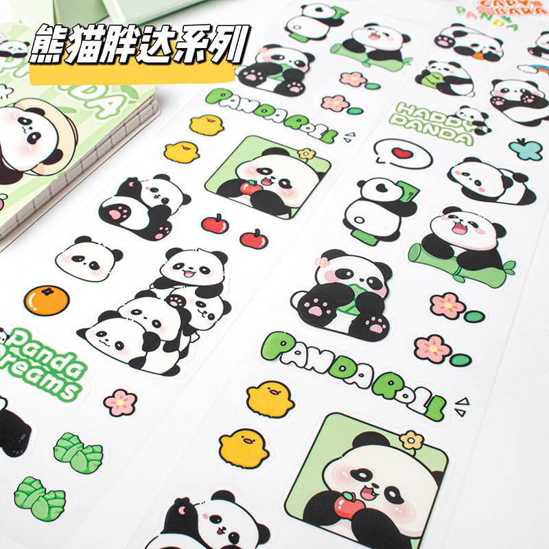 Cute Girl Theme Panda Stickers 16 Sheets Cute Washi Stickers for Project (16 Sheets)