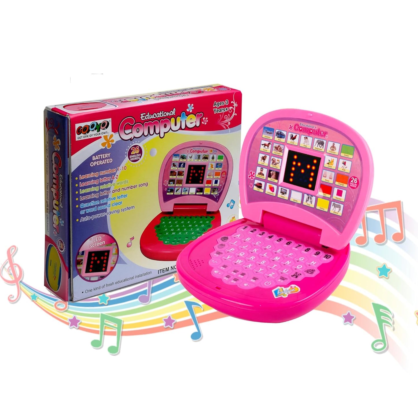 Battery Operated Educational Learning Laptop Toy Power Source: 3xAA Battery (Not Included)