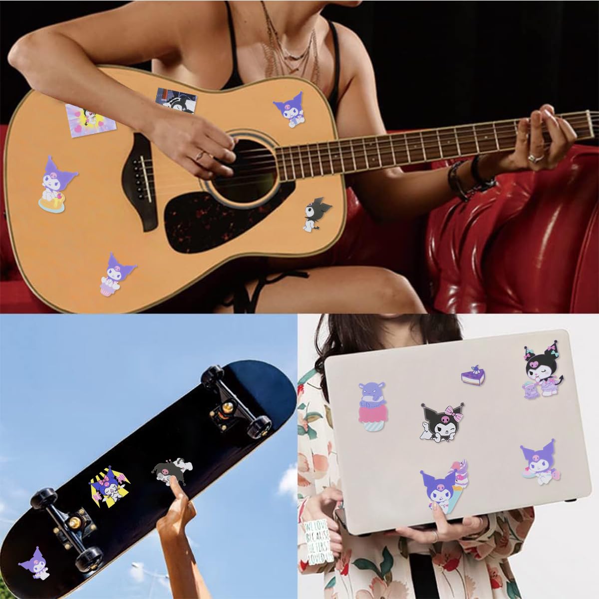 Cute Girl Theme Kuromi Stickers 100 Sheets Cute Washi Stickers for Project (100 Sheets)