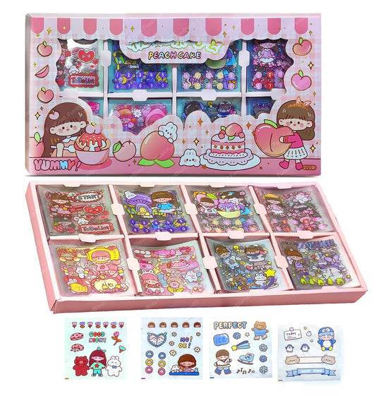 Cute Girl Theme Kawaii Stickers 200 Sheets Cute Washi Stickers for Project, Japanese Style Girls Sticker Set, Stationery Item, Journals, Scrapbooking, DIY Arts and Crafts (200 Sheets)