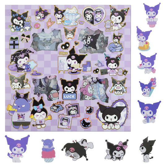 Cute Girl Theme Kuromi Stickers 100 Sheets Cute Washi Stickers for Project, Japanese Style Girls Sticker Set, Stationery Item, Journals, Scrapbooking, DIY Arts and Crafts (100 Sheets)