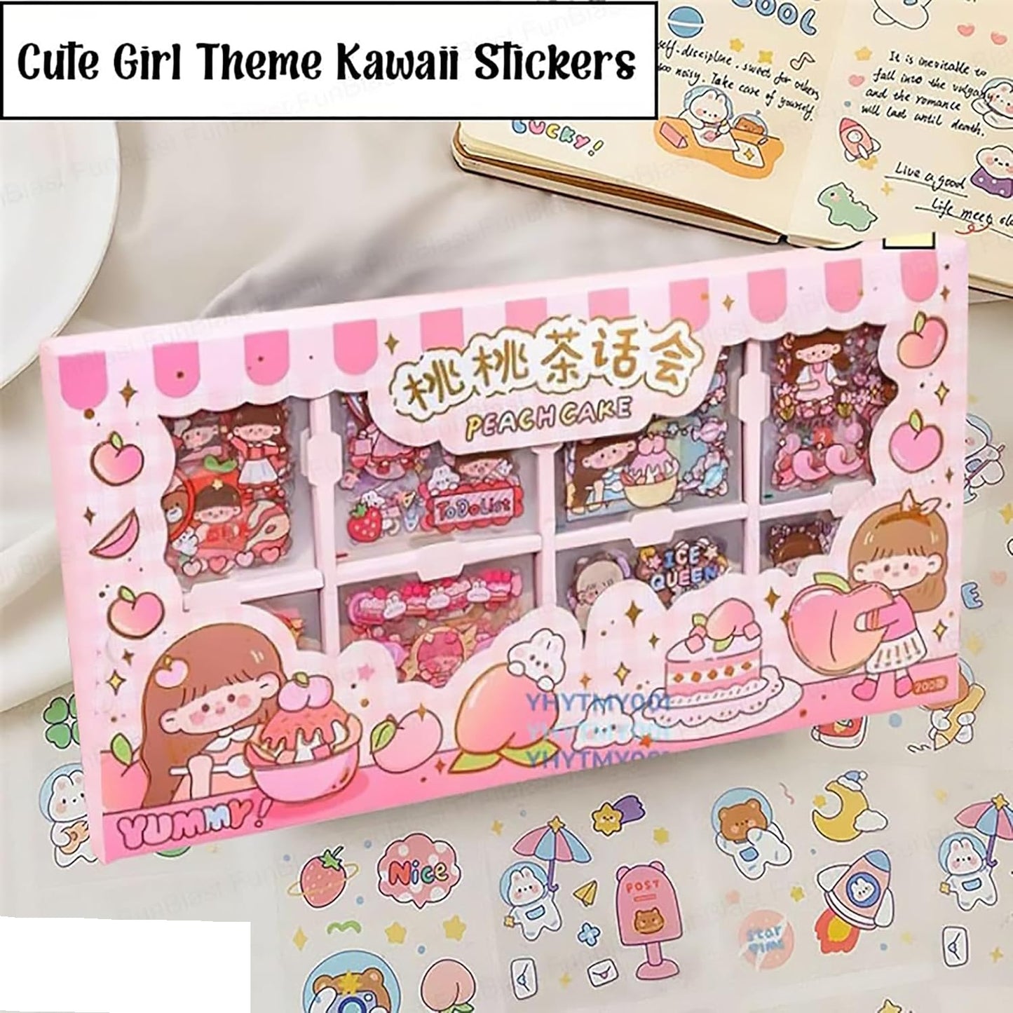 Cute Girl Theme Kawaii Stickers 200 Sheets Cute Washi Stickers for Project(200 Sheets)