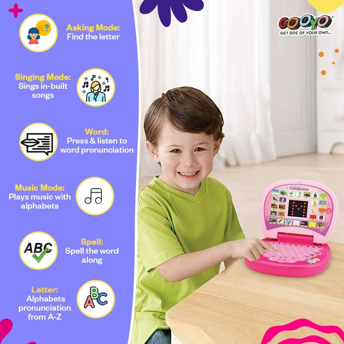 Battery Operated Educational Learning Laptop Toy Power Source: 3xAA Battery (Not Included)