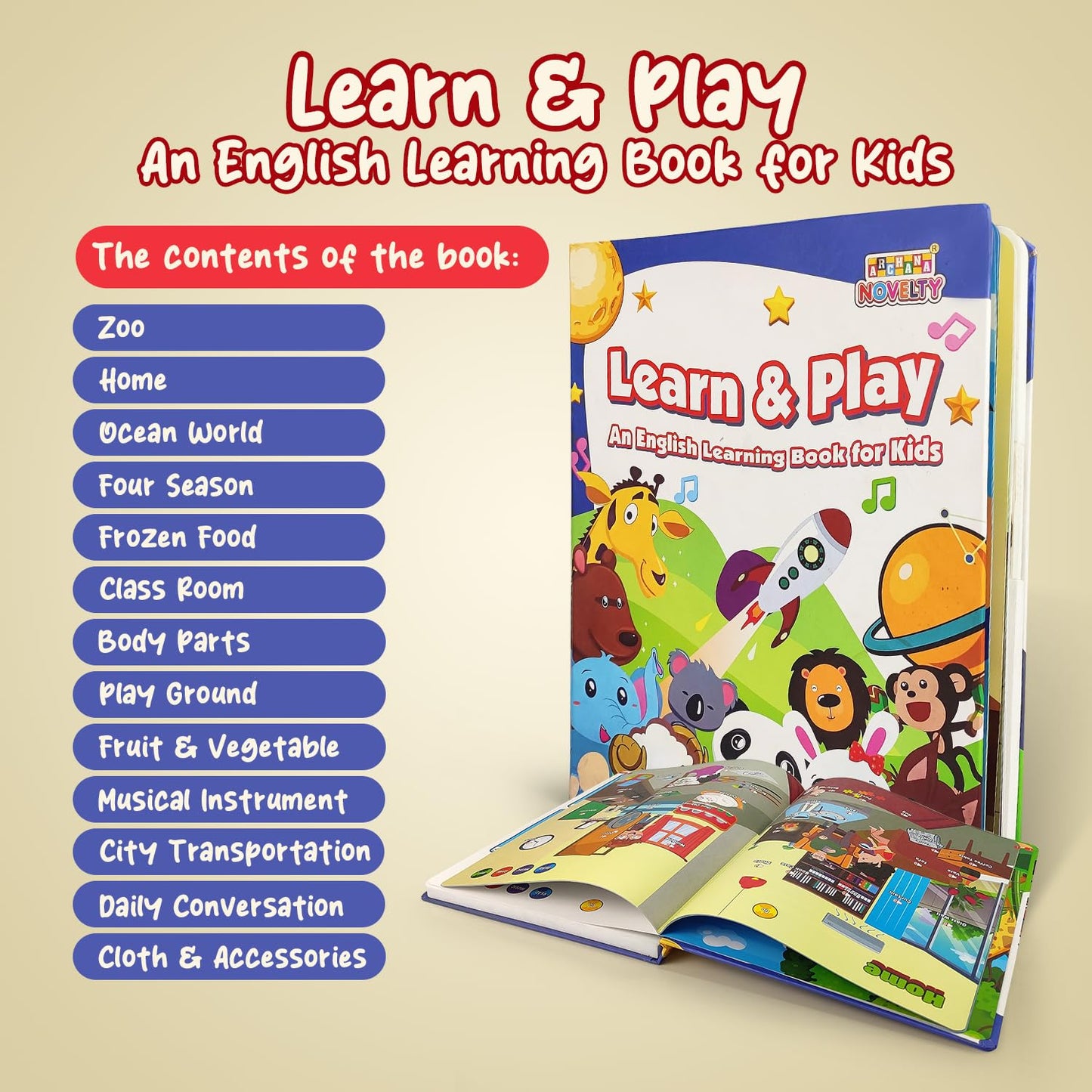 Learn and Play Book (Learn and Play ) Intelligence Book  English Letters  Words Learning Sound Book (Learn and Play)