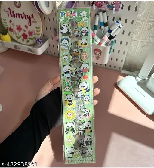 Cute Girl Theme Panda Stickers 16 Sheets Cute Washi Stickers for Project (16 Sheets)