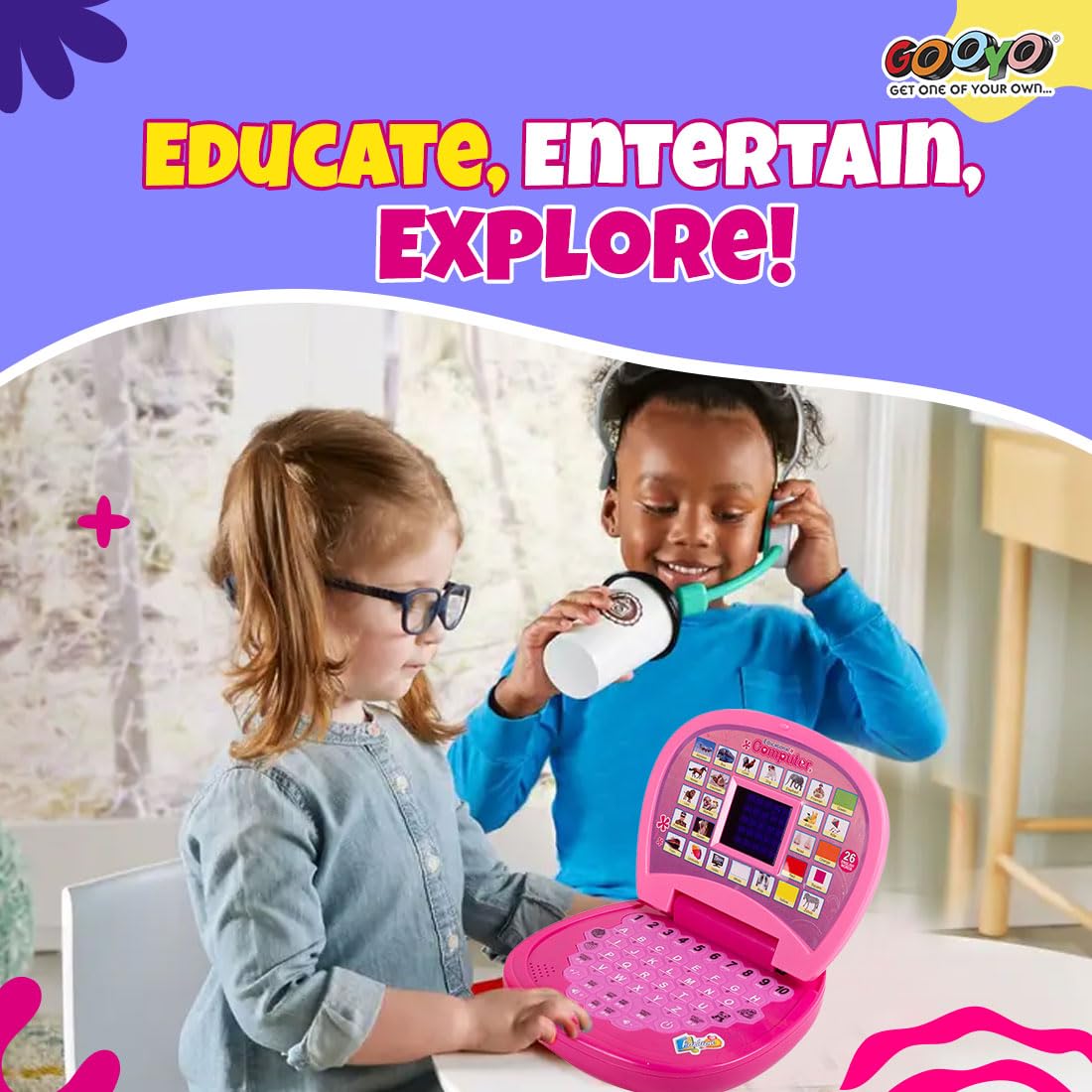Battery Operated Educational Learning Laptop Toy Power Source: 3xAA Battery (Not Included)