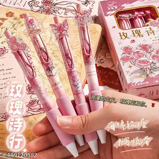 Butterfly Pink Pens (Pack of 4) Cute Pink Rabbit Gel Pens Set, Cartoon Ballpoint Pens School Supply Set, Cute Animal Pens for Girls Boys Kids, Gift for Birthday Children's Day (Pack 04)