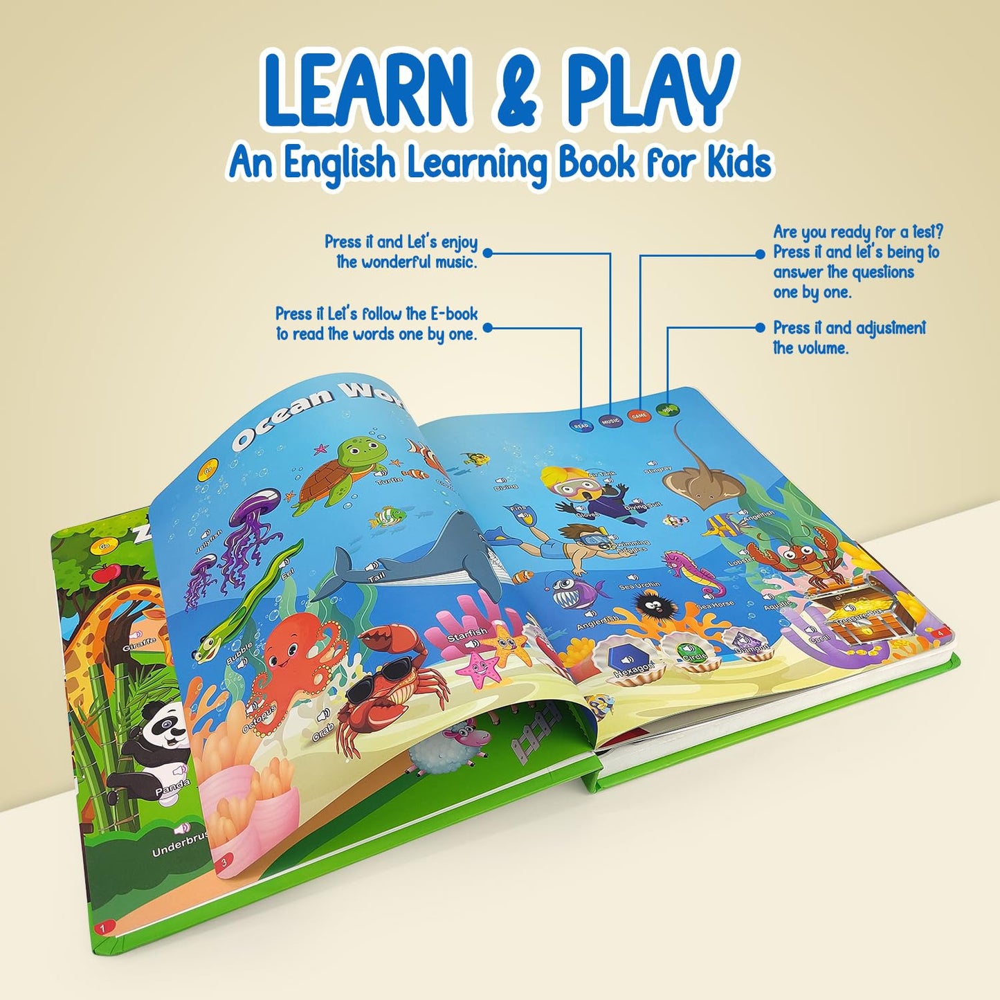 Learn and Play Book (Learn and Play ) Intelligence Book  English Letters  Words Learning Sound Book (Learn and Play)